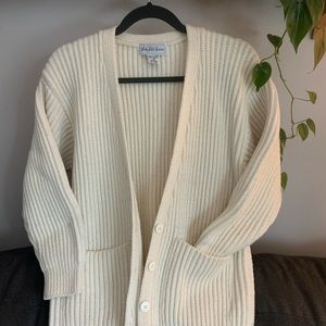 Vintage Saks Fifth Ave Cream chunky wool cardigan (size S)